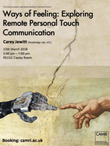 Ways of Feeling: Exploring Remote Personal Touch Communication @ University of Westminster | England | United Kingdom