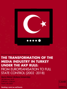 The Transformation of the Media Industry in Turkey Under the AKP Rule: From Europeanisation to Full State Control (2002-2018) @ University of Westminster (Room UG05) | England | United Kingdom