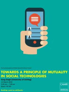 Towards a Principle of Mutuality in Social Technologies @ University of Westminster (Room RS 501) | England | United Kingdom